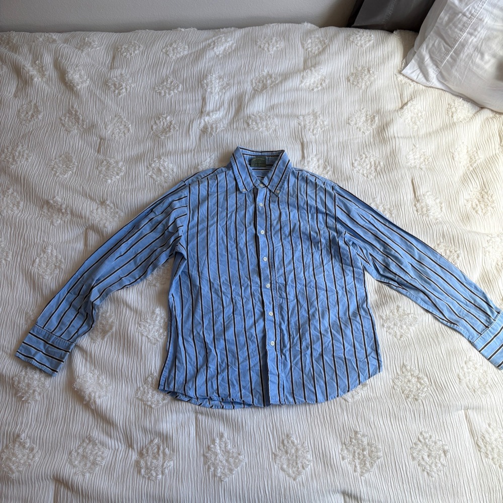 VTG Blue Striped Button Down Style Long Sleeve 90s Skater Vibe Retro Casual